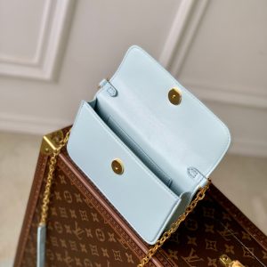 Wallet On Chain LV Bloom 20cm Blue Calfskin 250361