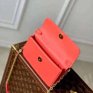 Wallet On Chain LV Bloom 20cm Red Calfskin 250363