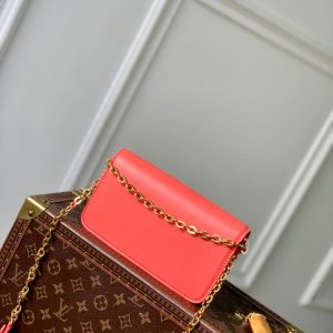 Wallet On Chain LV Bloom 20cm Red Calfskin 250363