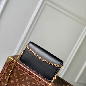 Wallet On Chain LV Bloom 20cm Black Calfskin 250365