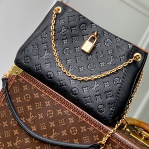 Anytime 34cm Tote Bag Black Gold Empreinte leather 251564