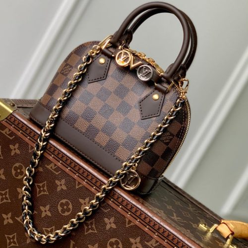 LV Alma Monogram Bag 19.5cm Brown Leather Canvas 337564