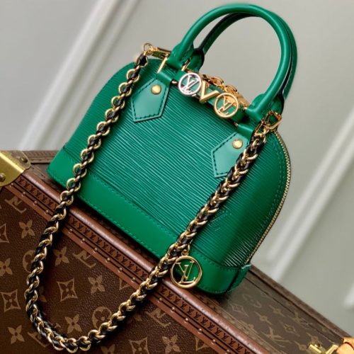 LV Alma Monogram Bag 19.5cm Green Epi Leather 337576