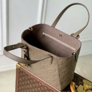 LV 2025 Louis Vuitton All In One MM Bag 40cm Gray Monogram Empreinte Leather 343619