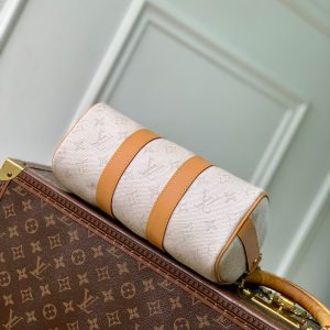 LV 2025 Keepall Bandoulière 25 Off-white mix Camel Canvas Leather 347090