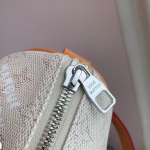 LV 2025 Keepall Bandoulière 25 Off-white mix Camel Canvas Leather 347090