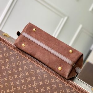 LV 2025 Ski CarryAll PM Bag 34cm Chocolate Brown Suede Cowhide 347358