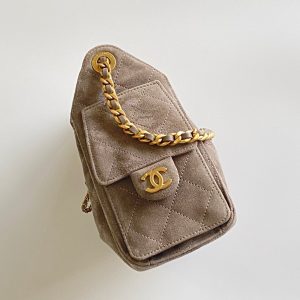 Chanel 2026 Hobo Bag 22cm Light Grey Suede