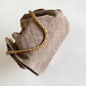 Chanel 2026 Hobo Bag 22cm Light Grey Suede