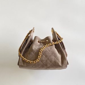Chanel 2026 Hobo Bag 22cm Light Grey Suede