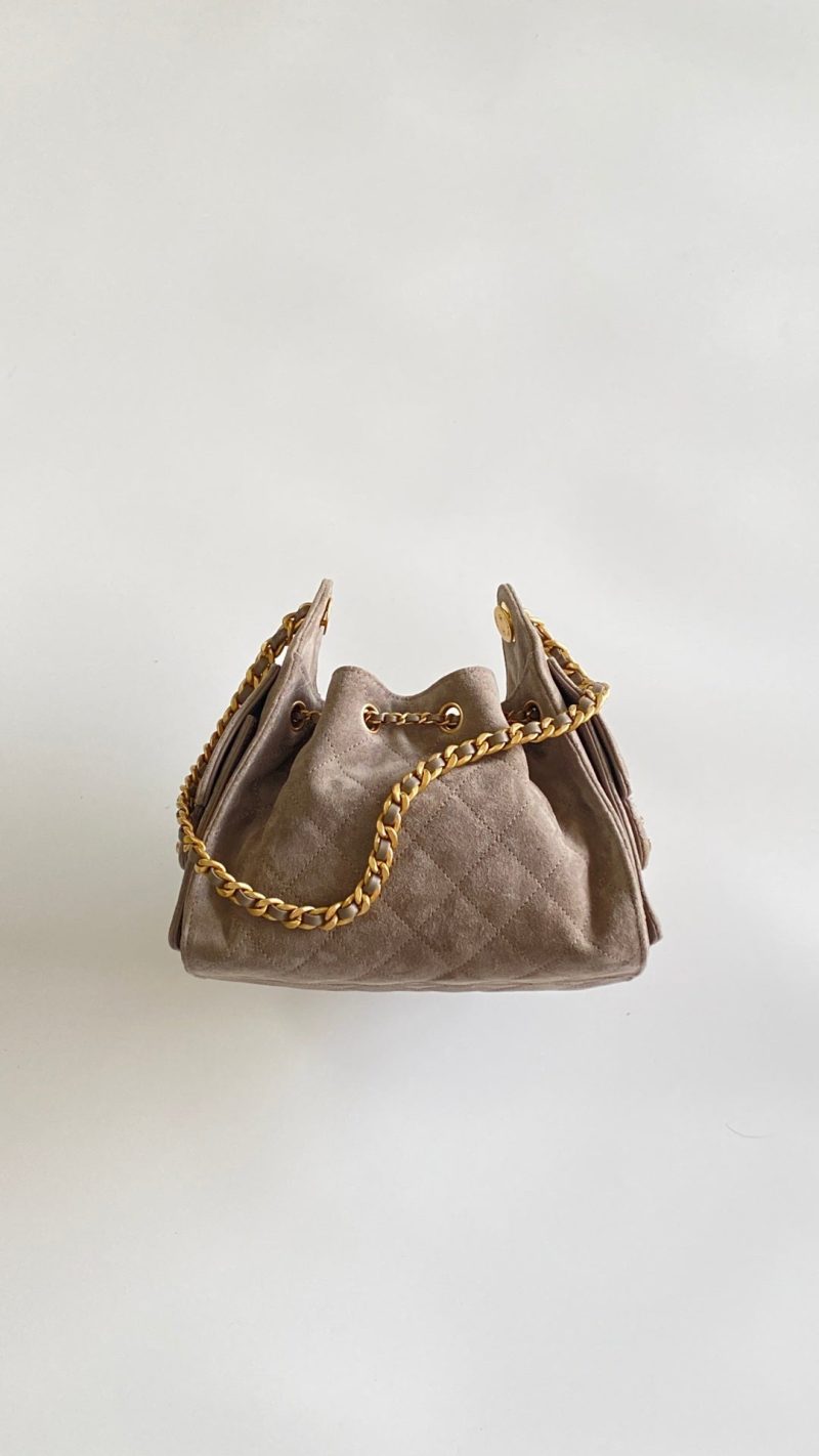 Chanel 2026 Hobo Bag 22cm Light Grey Suede