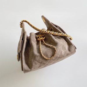 Chanel 2026 Hobo Bag 22cm Light Grey Suede