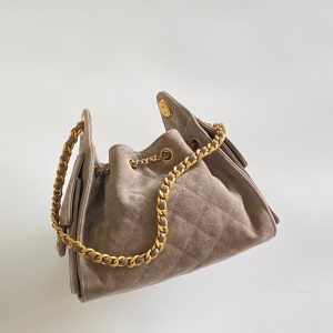 Chanel 2026 Hobo Bag 22cm Light Grey Suede