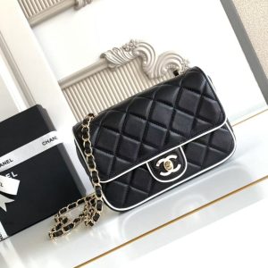 imgHD_b5cc9469_20250326_cmp_a1742961547421_7485_jpg CC 25P Mini Flap Bag 20cm Black White Calfskin