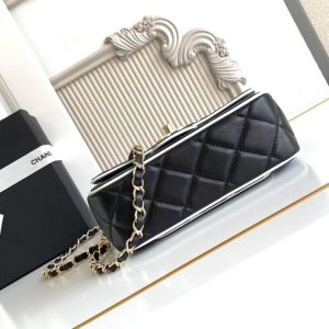 imgHD_b5cc9469_20250326_cmp_a1742961550768_7376_jpg CC 25P Mini Flap Bag 20cm Black White Calfskin