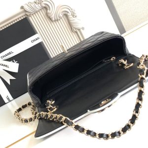 imgHD_b5cc9469_20250326_cmp_a1742961591506_7655_jpg CC 25P Mini Flap Bag 23cm Black White Calfskin