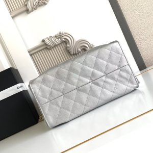 CC 25C Hobo Bag 30cm Silver Metalic Grained Calfskin