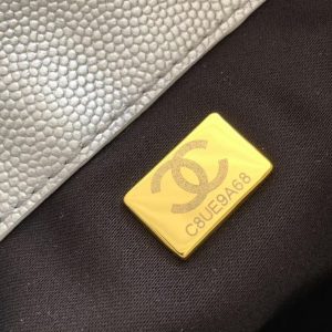 CC 25C Hobo Bag 30cm Silver Metalic Grained Calfskin