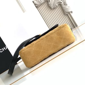 CC 25A Shoulder Bag 18.5cm Brown Black Suede