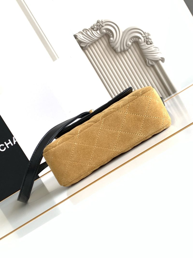 CC 25A Shoulder Bag 18.5cm Brown Black Suede