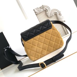 CC 25A Shoulder Bag 18.5cm Brown Black Suede