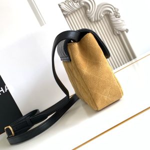 CC 25A Shoulder Bag 18.5cm Brown Black Suede