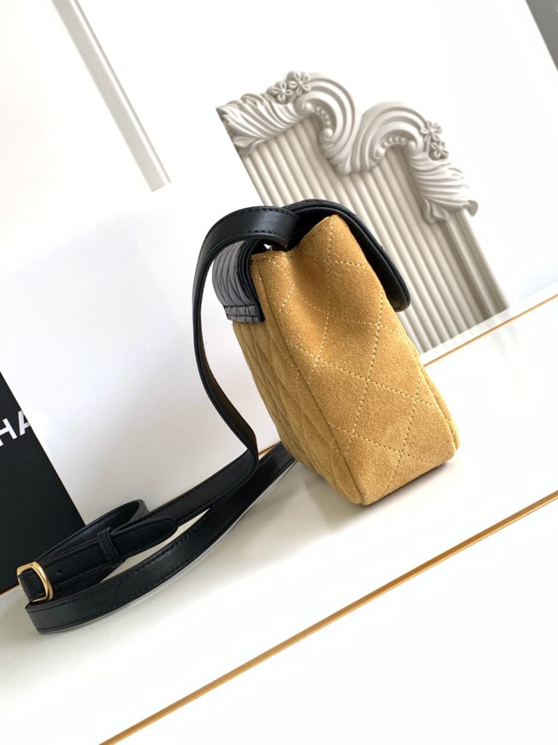 CC 25A Shoulder Bag 18.5cm Brown Black Suede