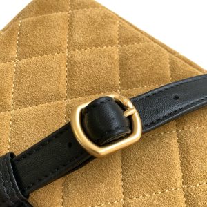 CC 25A Shoulder Bag 18.5cm Brown Black Suede