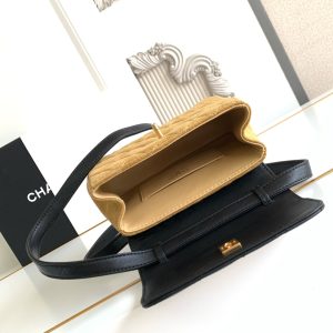 CC 25A Shoulder Bag 18.5cm Brown Black Suede