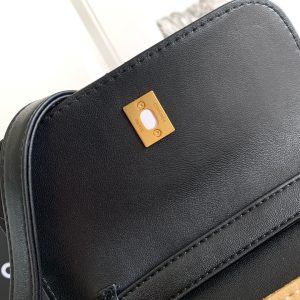 CC 25A Shoulder Bag 18.5cm Brown Black Suede