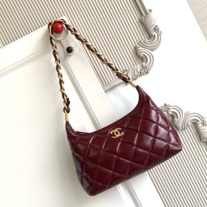 CC Hobo Bag With Chain 35cm Red Lambskin 277763 GHW