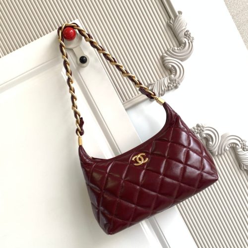 CC Hobo Bag With Chain 35cm Red Lambskin 277763 GHW