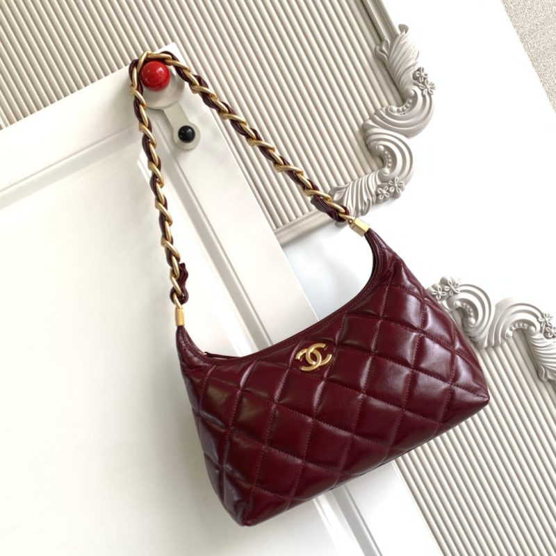 CC Hobo Bag With Chain 35cm Red Lambskin 277763 GHW