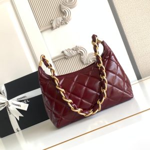 CC Hobo Bag With Chain 35cm Red Lambskin 277763 GHW
