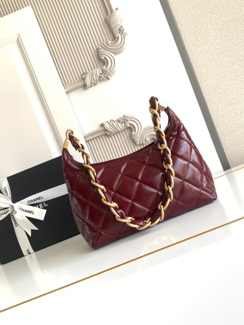CC Hobo Bag With Chain 35cm Red Lambskin 277763 GHW