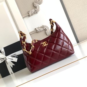 CC Hobo Bag With Chain 35cm Red Lambskin 277763 GHW