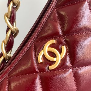 CC Hobo Bag With Chain 35cm Red Lambskin 277763 GHW