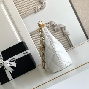 CC Hobo Bag With Chain 35cm White Lambskin 277764 GHW