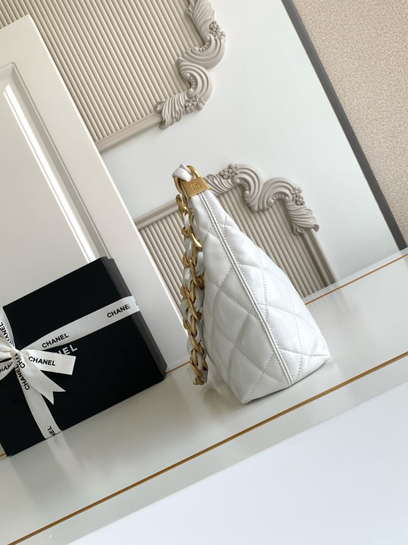 CC Hobo Bag With Chain 35cm White Lambskin 277764 GHW