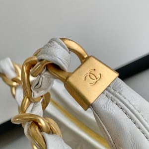 CC Hobo Bag With Chain 35cm White Lambskin 277764 GHW