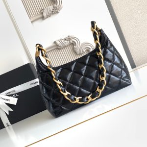 CC Hobo Bag With Chain 35cm Black Lambskin 277765 GHW