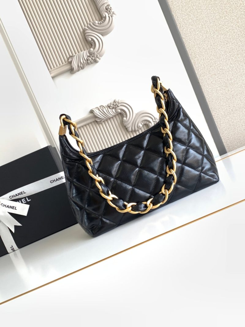 CC Hobo Bag With Chain 35cm Black Lambskin 277765 GHW