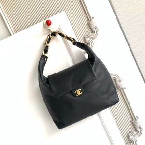CC 2025 Bag 28cm Black Gold Calfskin