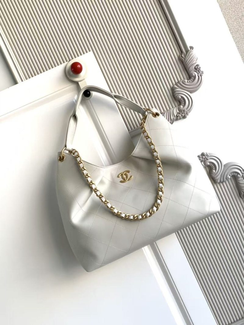Chanel 2026 Hippie Hobo Bag 35cm White Calfskin 326214