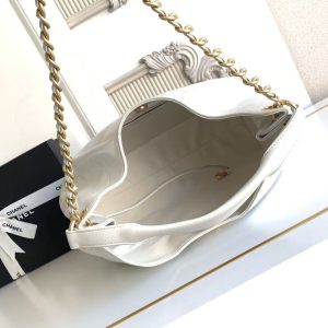Chanel 2026 Hippie Hobo Bag 35cm White Calfskin 326214