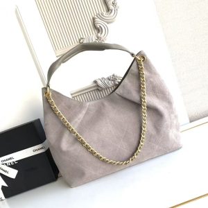 Chanel 2026 Hippie Hobo Bag 35cm Gray Suede 326216