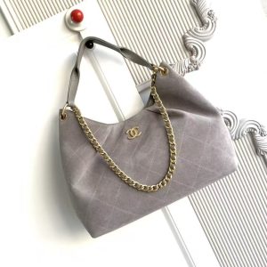 Chanel 2026 Hippie Hobo Bag 35cm Gray Suede 326216