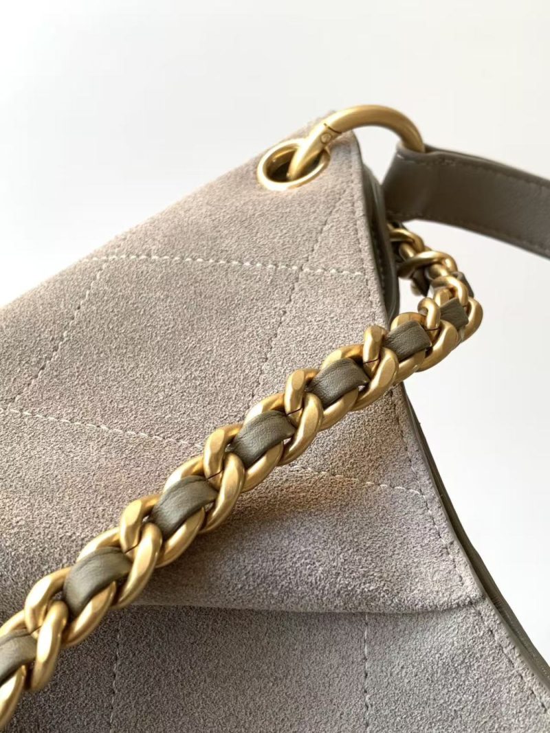 Chanel 2026 Hippie Hobo Bag 35cm Gray Suede 326216