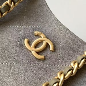 Chanel 2026 Hippie Hobo Bag 35cm Gray Suede 326216
