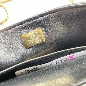 CC 25P Mini Flap Bag 20cm Top Handle Black Calfskin Gold Hardware